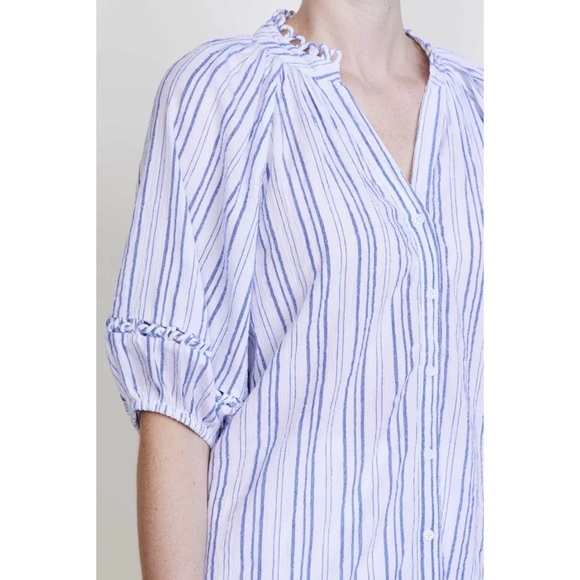 APIECE Apart Stripe Mitte Top Blouses in White / Blue - Picture 2 of 11